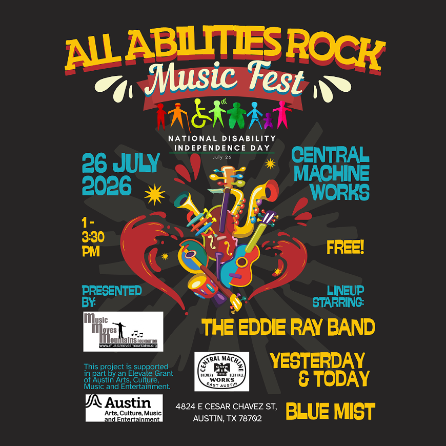 All Abilities Rock Music Fest on July 26th from 1-4pm at Central Machine Works