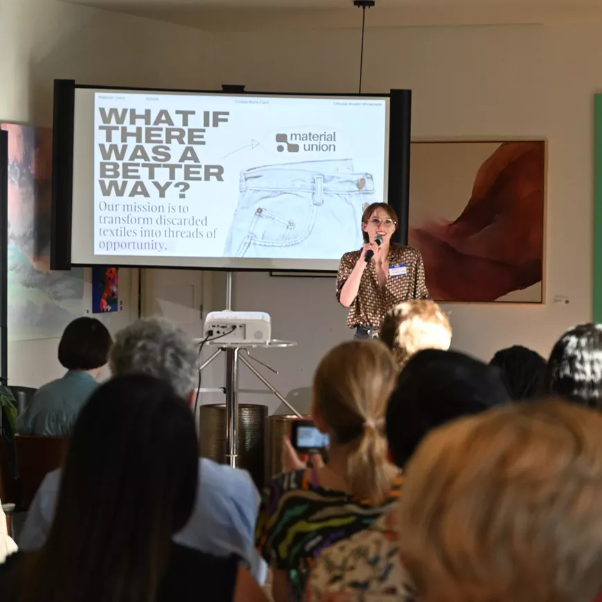 Entrepreneur Christa Clark presents at the 2024 Circular Showcase