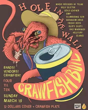 Image: Crawfish boil w/ Magic Rockers of Texas, Billy Glitter, Gold Leather, GMP, Slumbering Sun, Geranium Drive, Friday Boys, Rusty Dusty, Bad Markings, Hellfury, Glares