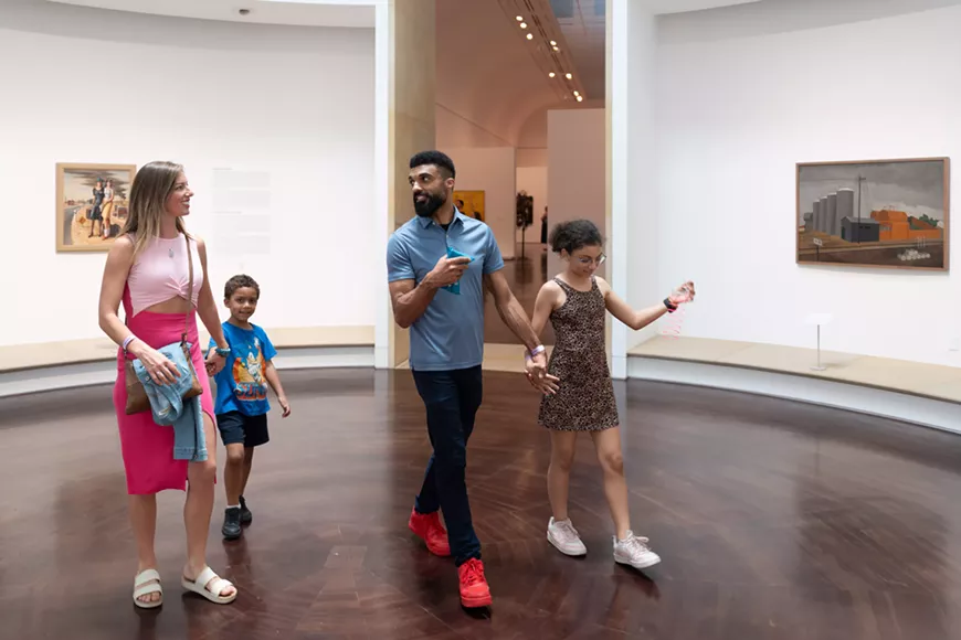 Family in the galleries at the Blanton Museum of Art
