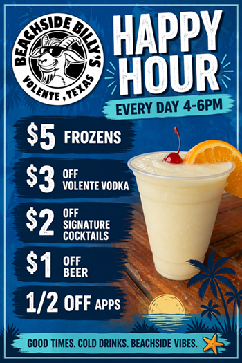 Image: Happy Hour - 1/2 Off Apps - $5 Frozens - Unforgettable Lake Vibes