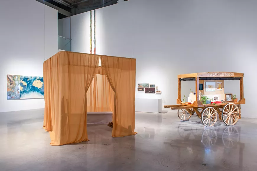 Installation view of "How to Grow the Cowpea: Survival Strategies from the U.S. South" at the Visual Arts Center.
