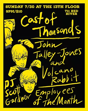Image: John Talley-Jones & Volcano Rabbit, Cast of Thousands, Employees of the Month, DJ Scott Gardner