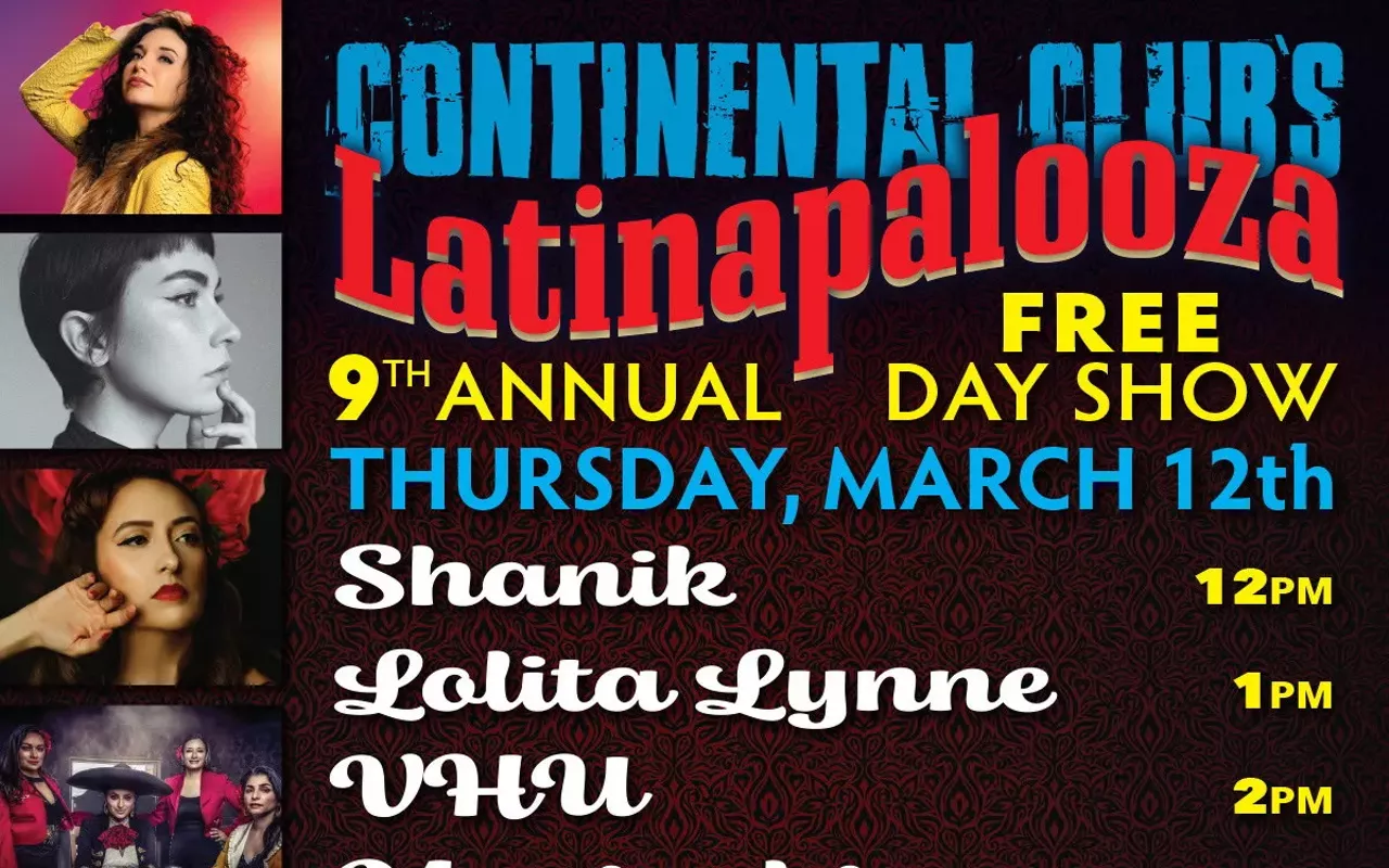 Image: Latinapalooza w/ Patricia Vonne (5pm), the Tiarras (4pm), Mariachi las Coronelas (3pm), VHU (2pm), Lolita Lynne (1pm), Shanik Hughes (noon)