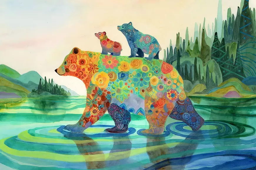 Zoee Xiao, On Our Way to See Dada Bear, Acrylic on canvas, 2025