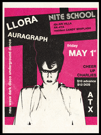 Image: NITE SCHOOL: live music by LLORA, Auragraph w/ djs Ari Villa, AK-4YA + resident Candy Whiplash