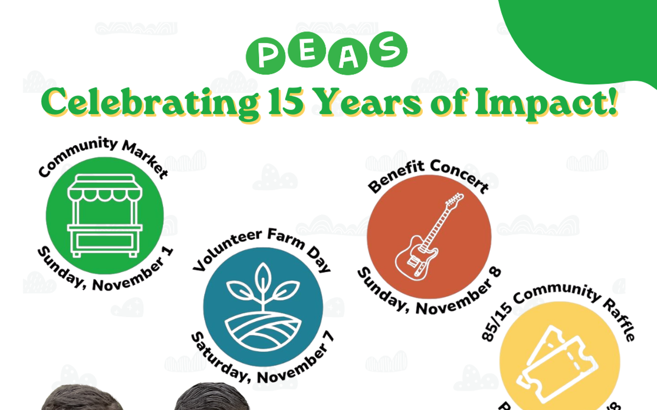 Image: PEAS 15th Anniversary 85/15 Community Raffle