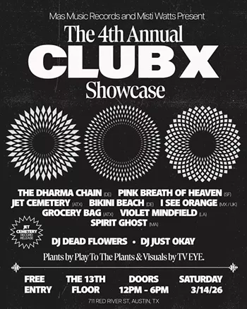 Image: SX Club X w/ the Dharma Chain, Pink Breath of Heaven, Jet Cemetery, Bikini Beach, I SEE ORANGE, Grocery Bag, the Violet Mindfield, Spirit Ghost, DJs Dead Flowers & Just Okay