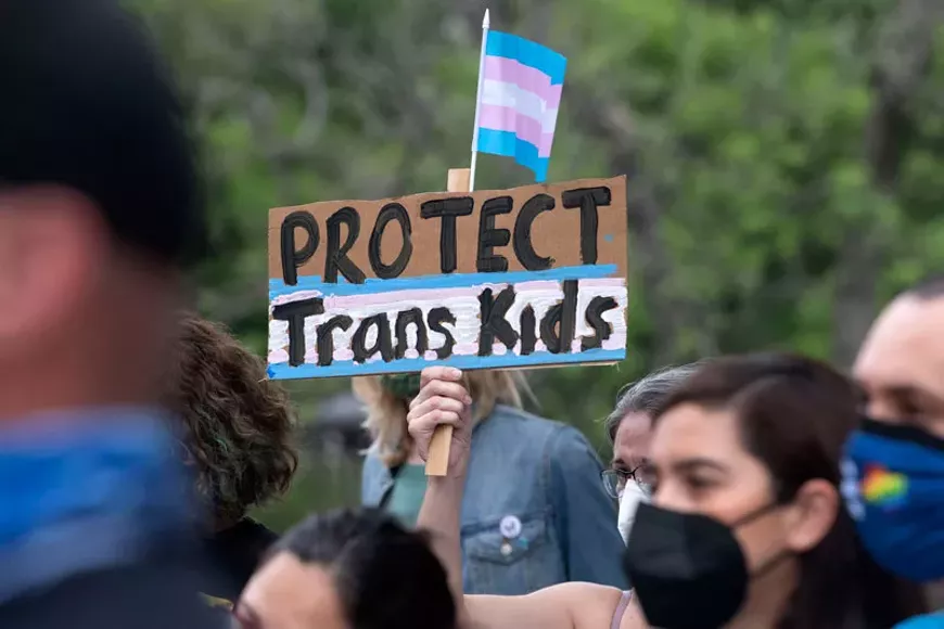 United Against Anti-Trans Legislation rally outside the Texas State Capitol on Wednesday, April 29