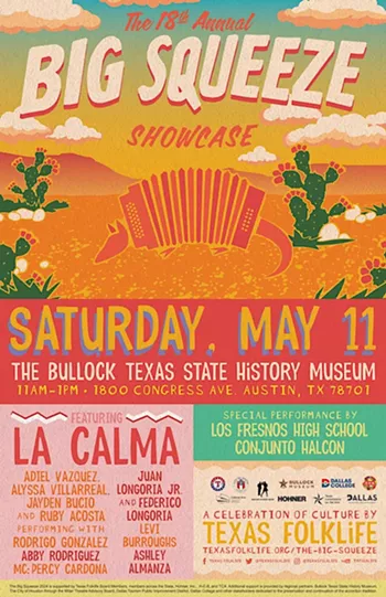 Image: The Big Squeeze showcase w/ La Calma; Juan Longoria Jr. w/ Juan Longoria III & Levi Burroughs; Rodrigo Gonzales, Jayden Bucio, Adiel Vazquez, Alyssa Villarreal, & Ruby Acosta