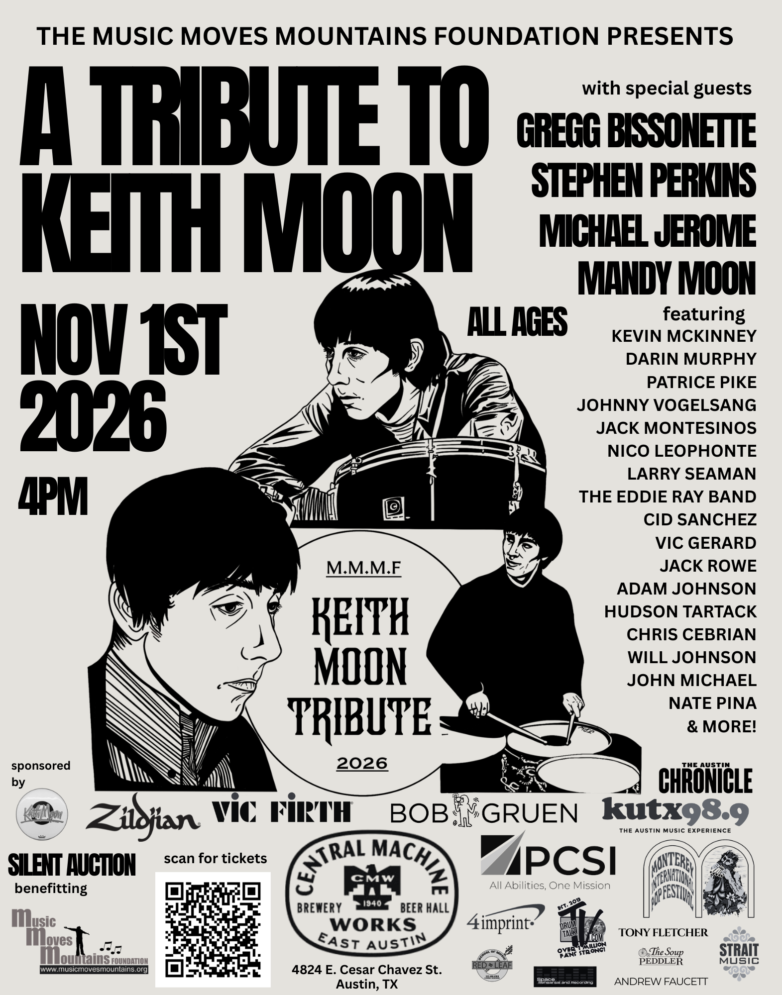 MMMF's Tribute to Keith Moon with Gregg Bissonette, Stephen Perkins and more — Music in Central Machine Works · Austin, TX