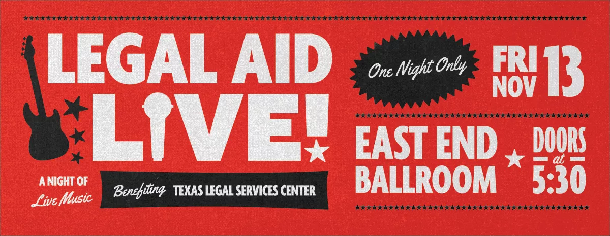 Poster for Legal Aid Live in Austin