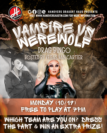 Image: Vampire vs Werewolf Drag Bingo at Hanovers Pflugerville