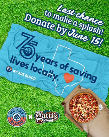 Image: We Are Blood Summer Kickoff: Free Mr. Gatti's Pizza & 75th Anniversary Towel Giveaway