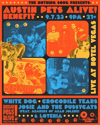 Image: White Dog, Crocodile Tears, Josie & the Pussycats (ft. members of Mean Jolene), Loteria